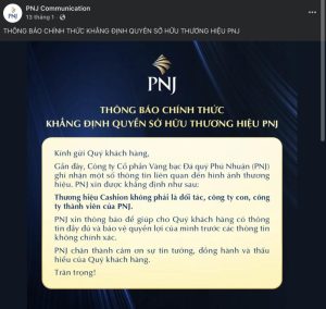 PNJ lên tiếng về mối quan hệ với Cashion, Người Bạn Vàng
